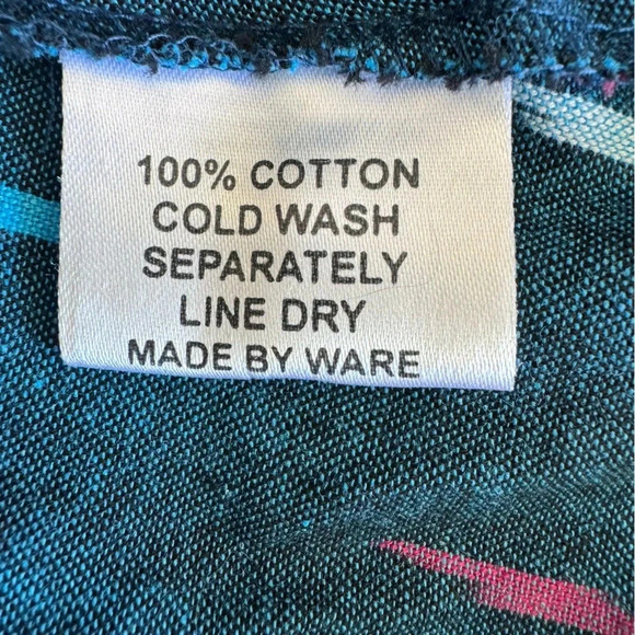 Market Place Handwork Of India Blue Cotton 3/4 Length Sleeve Tunic Size 1W - Picture 7 of 10